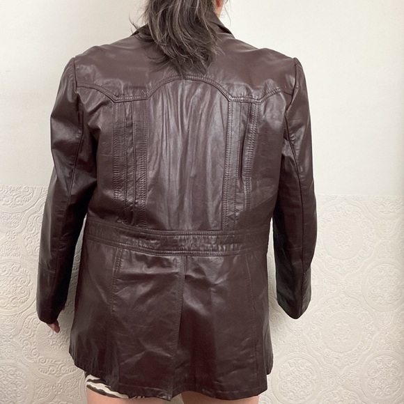 Vintage 70s cowhide leather jacket men’s 44R Montgomery Ward unisex fit - Picture 9 of 13